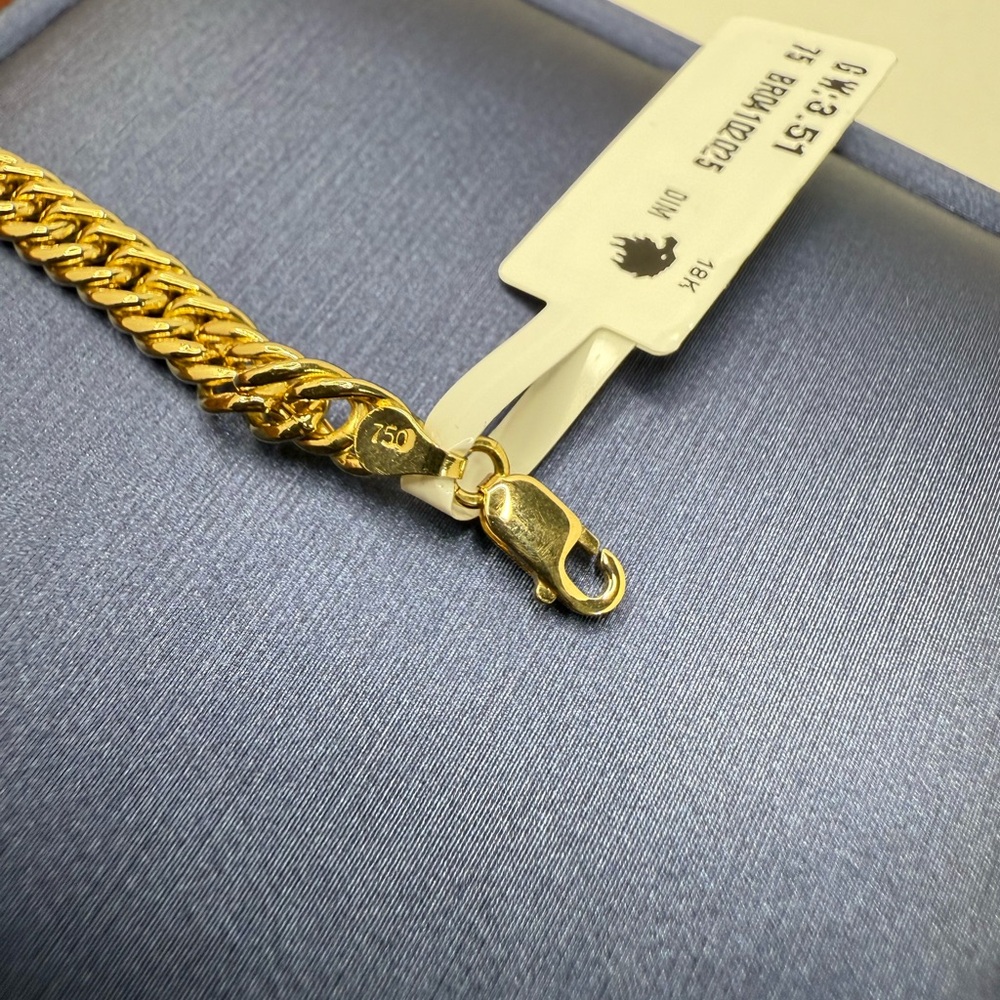 18K Genuine Gold Curb Link Chain Bracelet 8" (4.6mm) - Picture 7 of 14
